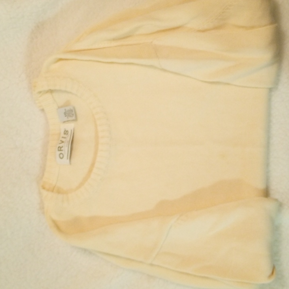 Orvis light cream colored sweater